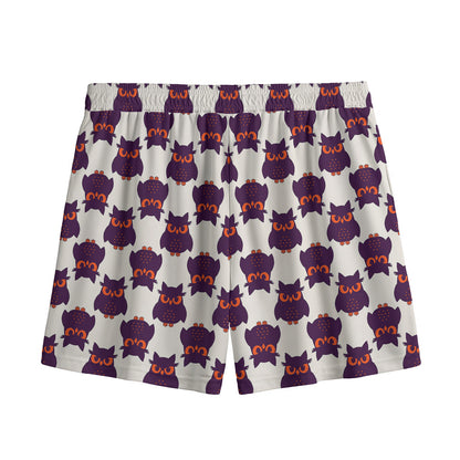 Halloween Owl Pattern Print Mesh Shorts