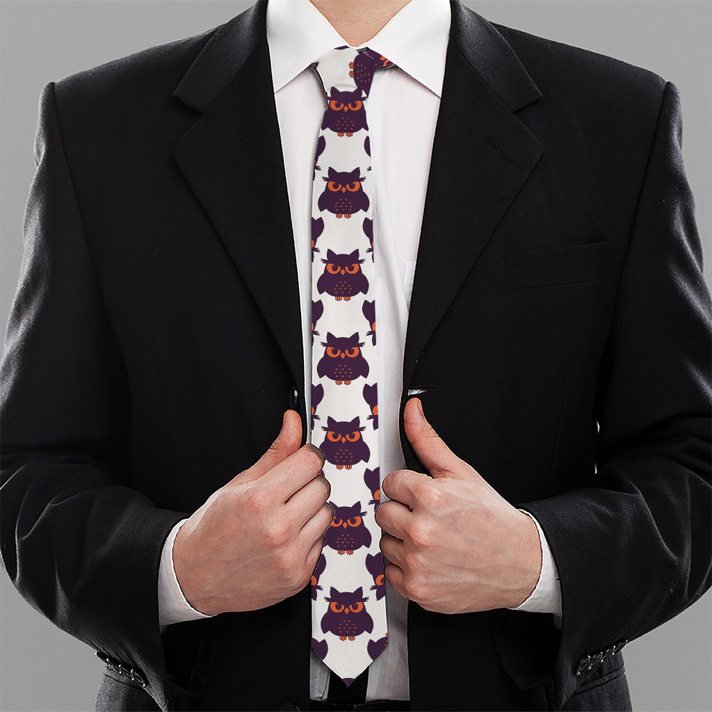 Halloween Owl Pattern Print Necktie