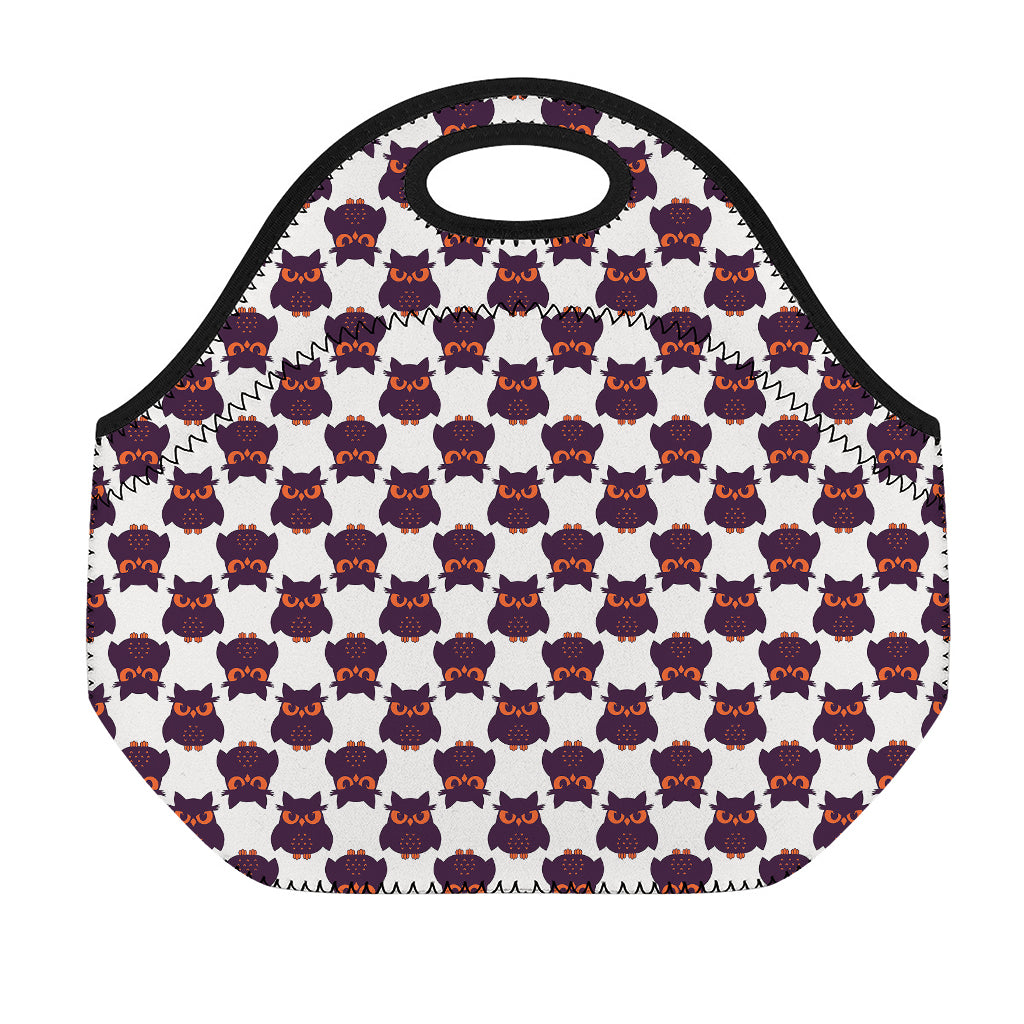 Halloween Owl Pattern Print Neoprene Lunch Bag