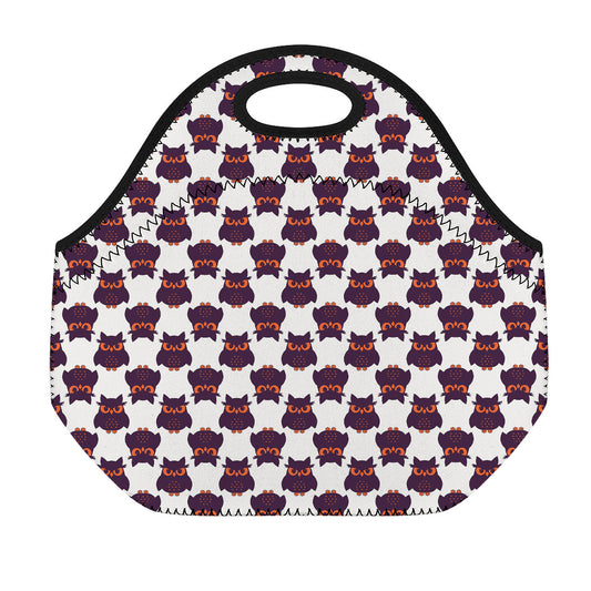 Halloween Owl Pattern Print Neoprene Lunch Bag