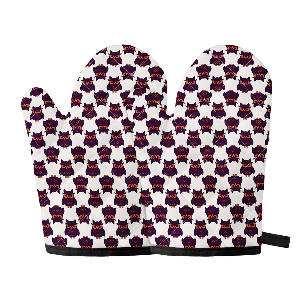 Halloween Owl Pattern Print Oven Mitts