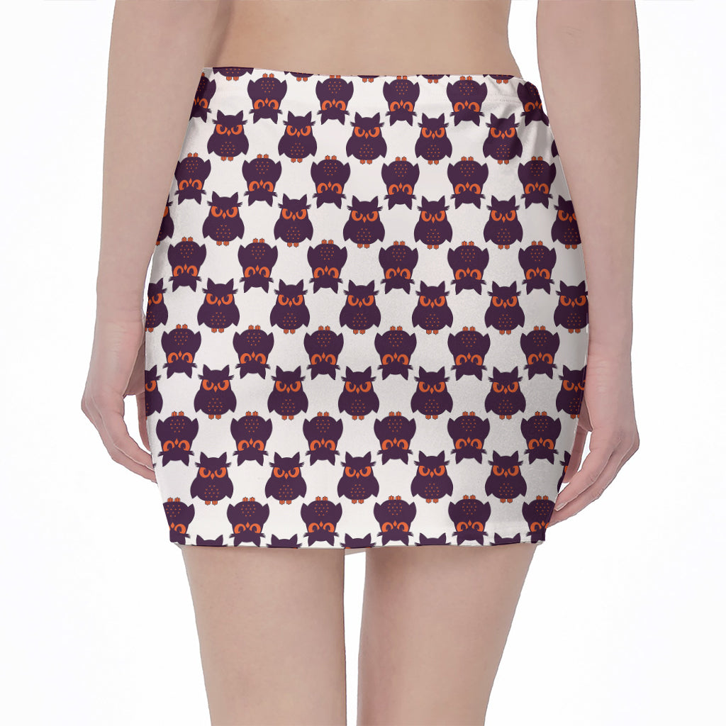 Halloween Owl Pattern Print Pencil Mini Skirt