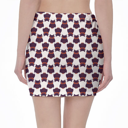 Halloween Owl Pattern Print Pencil Mini Skirt