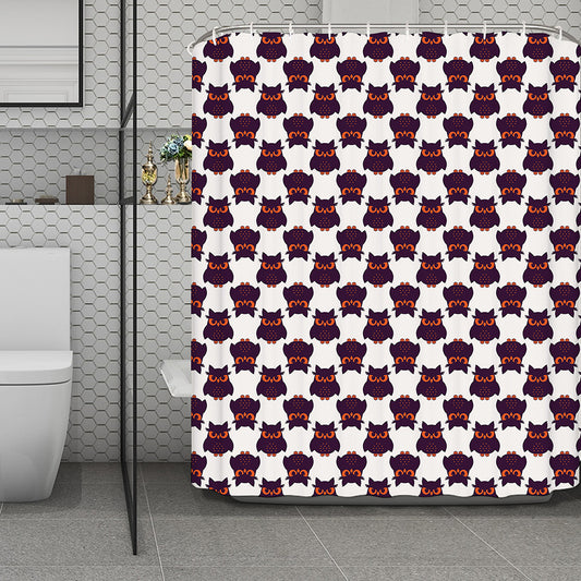 Halloween Owl Pattern Print Polyester Shower Curtain