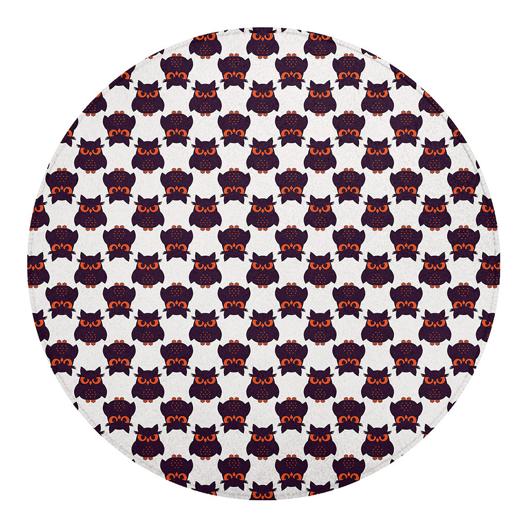 Halloween Owl Pattern Print Round Blanket