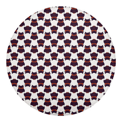 Halloween Owl Pattern Print Round Blanket