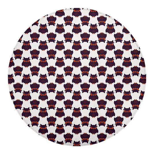 Halloween Owl Pattern Print Round Blanket