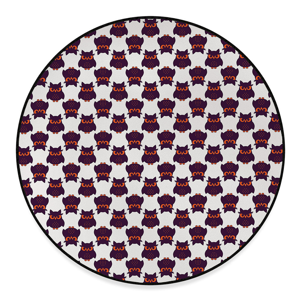 Halloween Owl Pattern Print Round Floor Mat