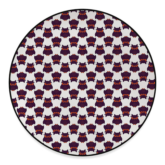 Halloween Owl Pattern Print Round Floor Mat