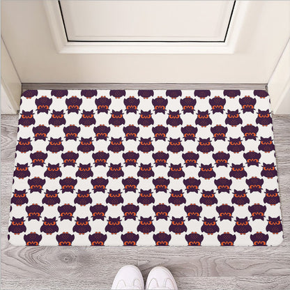 Halloween Owl Pattern Print Rubber Doormat