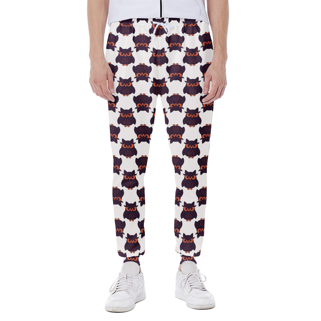 Halloween Owl Pattern Print Scuba Joggers
