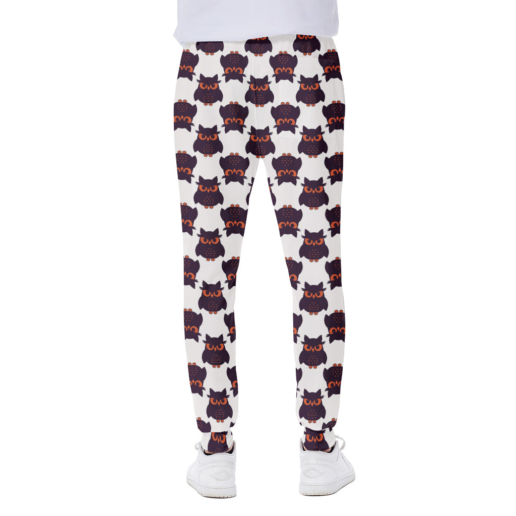 Halloween Owl Pattern Print Scuba Joggers