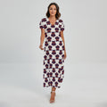 Halloween Owl Pattern Print Short Sleeve Maxi Dress