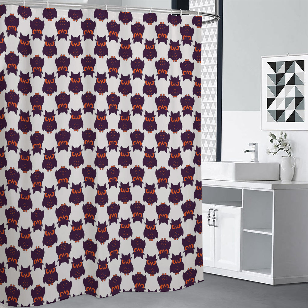 Halloween Owl Pattern Print Shower Curtain