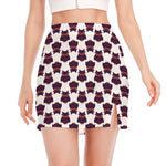 Halloween Owl Pattern Print Side Slit Mini Skirt