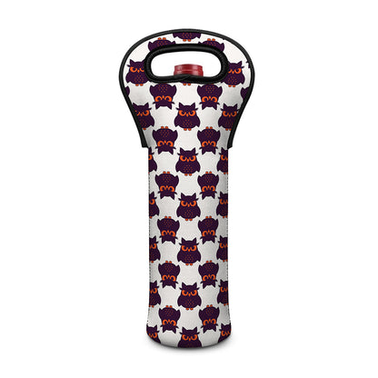 Halloween Owl Pattern Print Single Neoprene Wine Tote