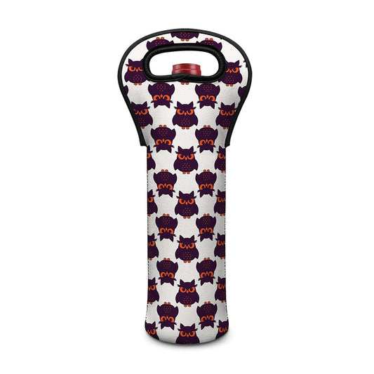 Halloween Owl Pattern Print Single Neoprene Wine Tote