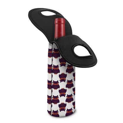 Halloween Owl Pattern Print Single Neoprene Wine Tote