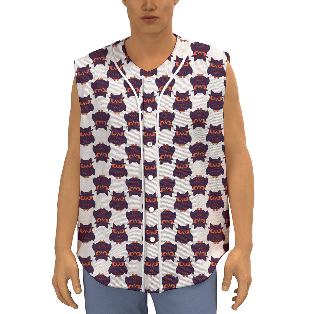 Halloween Owl Pattern Print Sleeveless Baseball Jersey