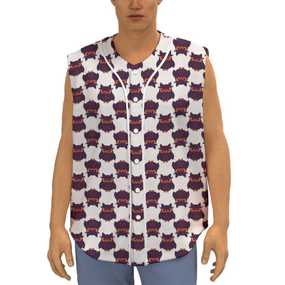 Halloween Owl Pattern Print Sleeveless Baseball Jersey