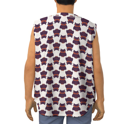 Halloween Owl Pattern Print Sleeveless Baseball Jersey