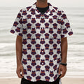 Halloween Owl Pattern Print Textured Short Sleeve Shirt