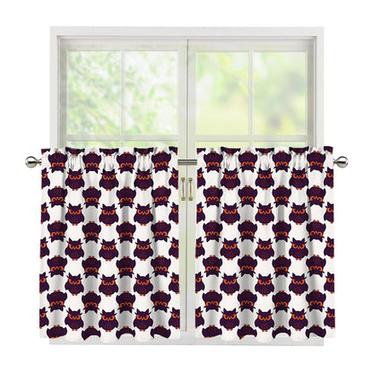 Halloween Owl Pattern Print Tier Curtains