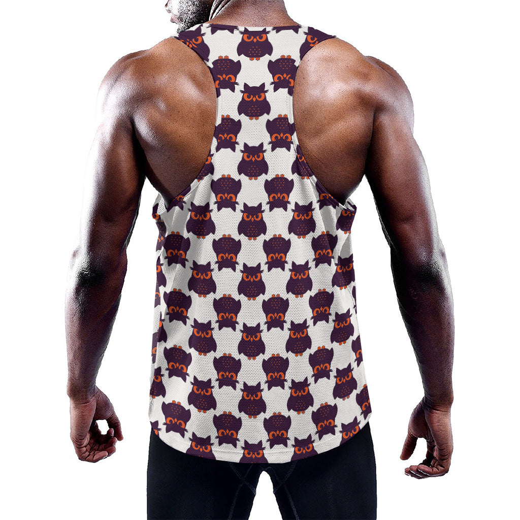 Halloween Owl Pattern Print Training Tank Top