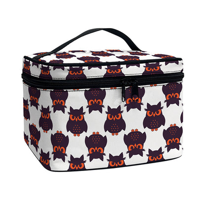 Halloween Owl Pattern Print Travel Makeup Bag