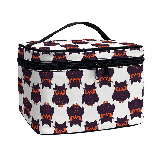 Halloween Owl Pattern Print Travel Makeup Bag