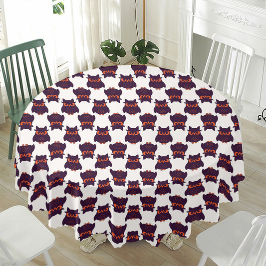 Halloween Owl Pattern Print Waterproof Round Tablecloth