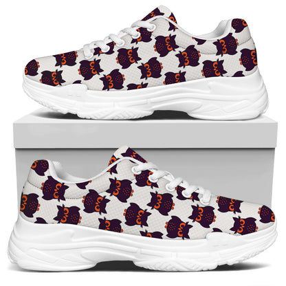 Halloween Owl Pattern Print White Chunky Shoes