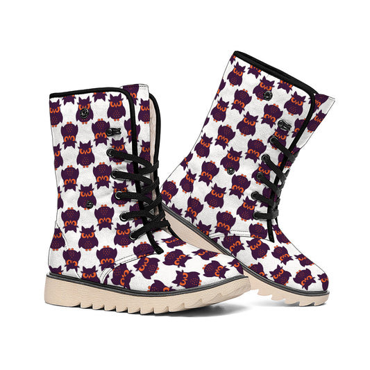 Halloween Owl Pattern Print Winter Boots