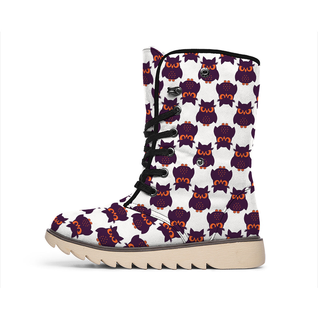 Halloween Owl Pattern Print Winter Boots