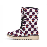 Halloween Owl Pattern Print Winter Boots