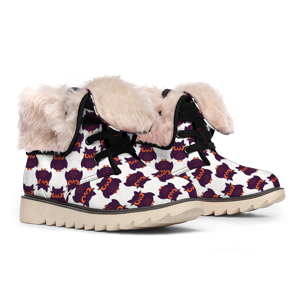 Halloween Owl Pattern Print Winter Boots