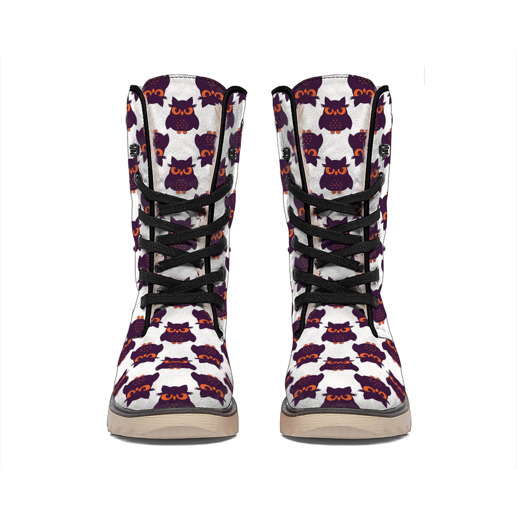 Halloween Owl Pattern Print Winter Boots