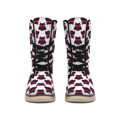Halloween Owl Pattern Print Winter Boots
