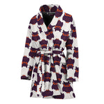 Halloween Owl Pattern Print Women's Bathrobe