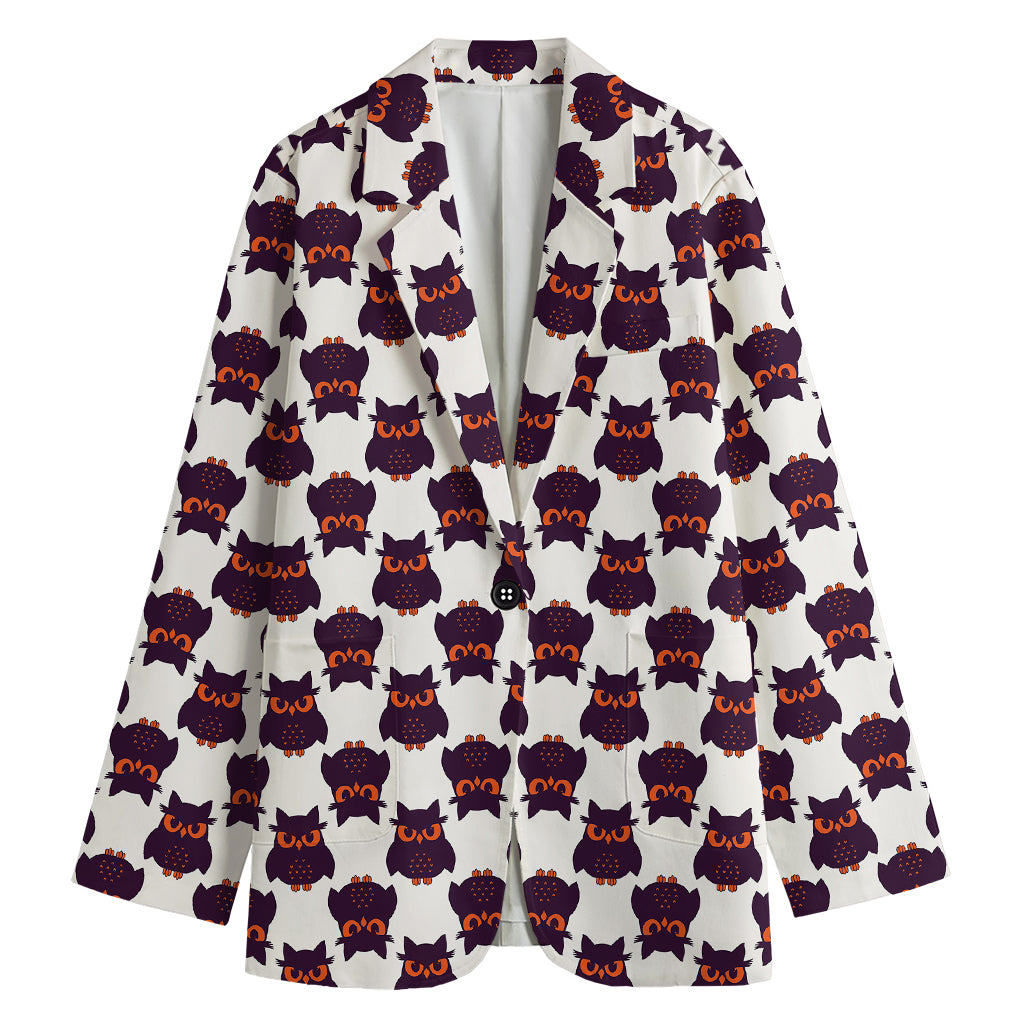 Halloween Owl Pattern Print Women's Blazer