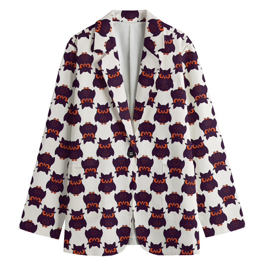 Halloween Owl Pattern Print Women's Blazer