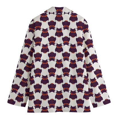 Halloween Owl Pattern Print Women's Cotton Blazer