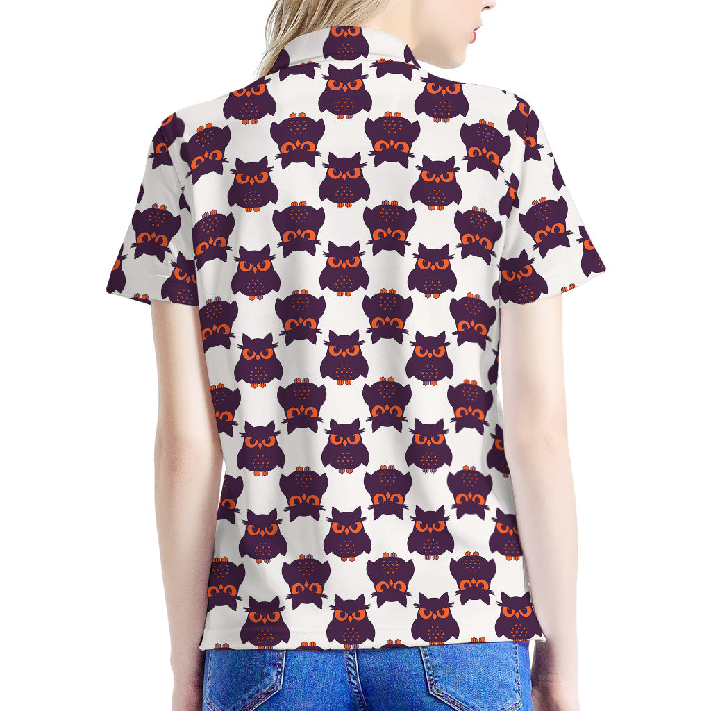 Halloween Owl Pattern Print Women's Polo Shirt