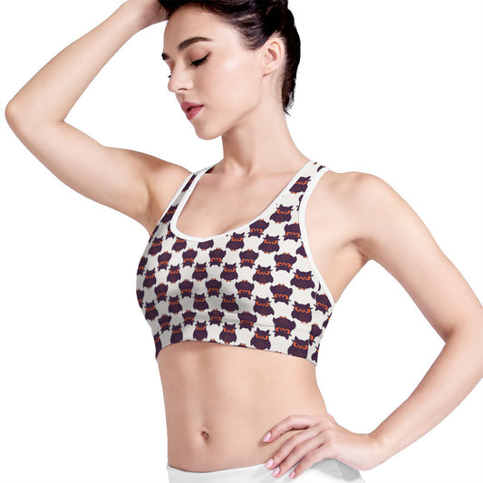 Halloween Owl Pattern Print Women's Sports Bra
