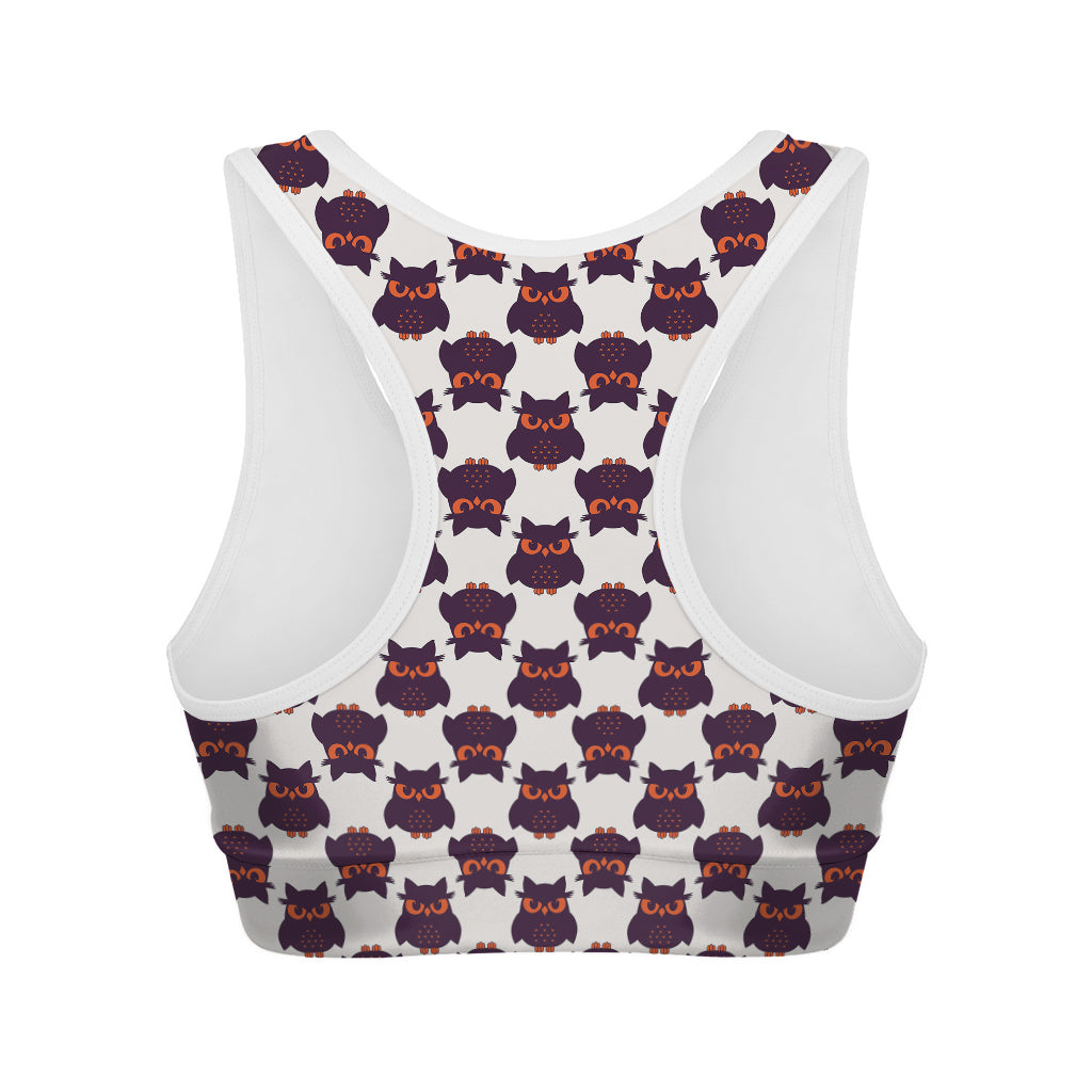 Halloween Owl Pattern Print Women's Sports Bra