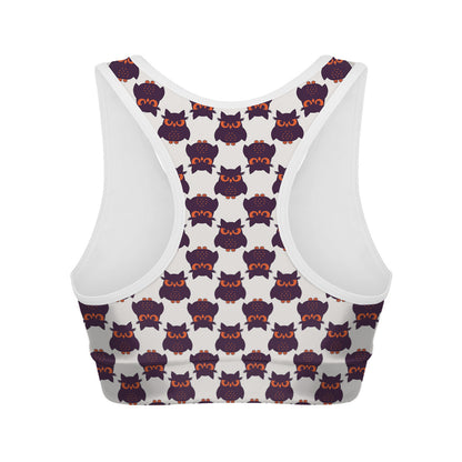 Halloween Owl Pattern Print Women's Sports Bra