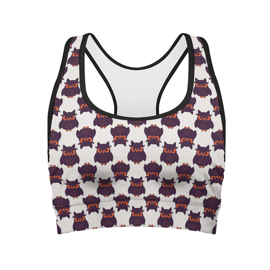 Halloween Owl Pattern Print Women's Sports Bra