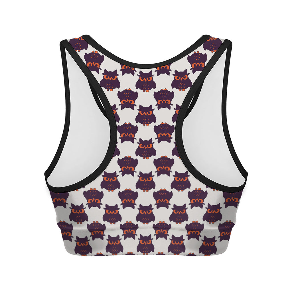 Halloween Owl Pattern Print Women's Sports Bra