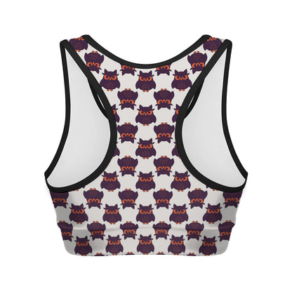 Halloween Owl Pattern Print Women's Sports Bra