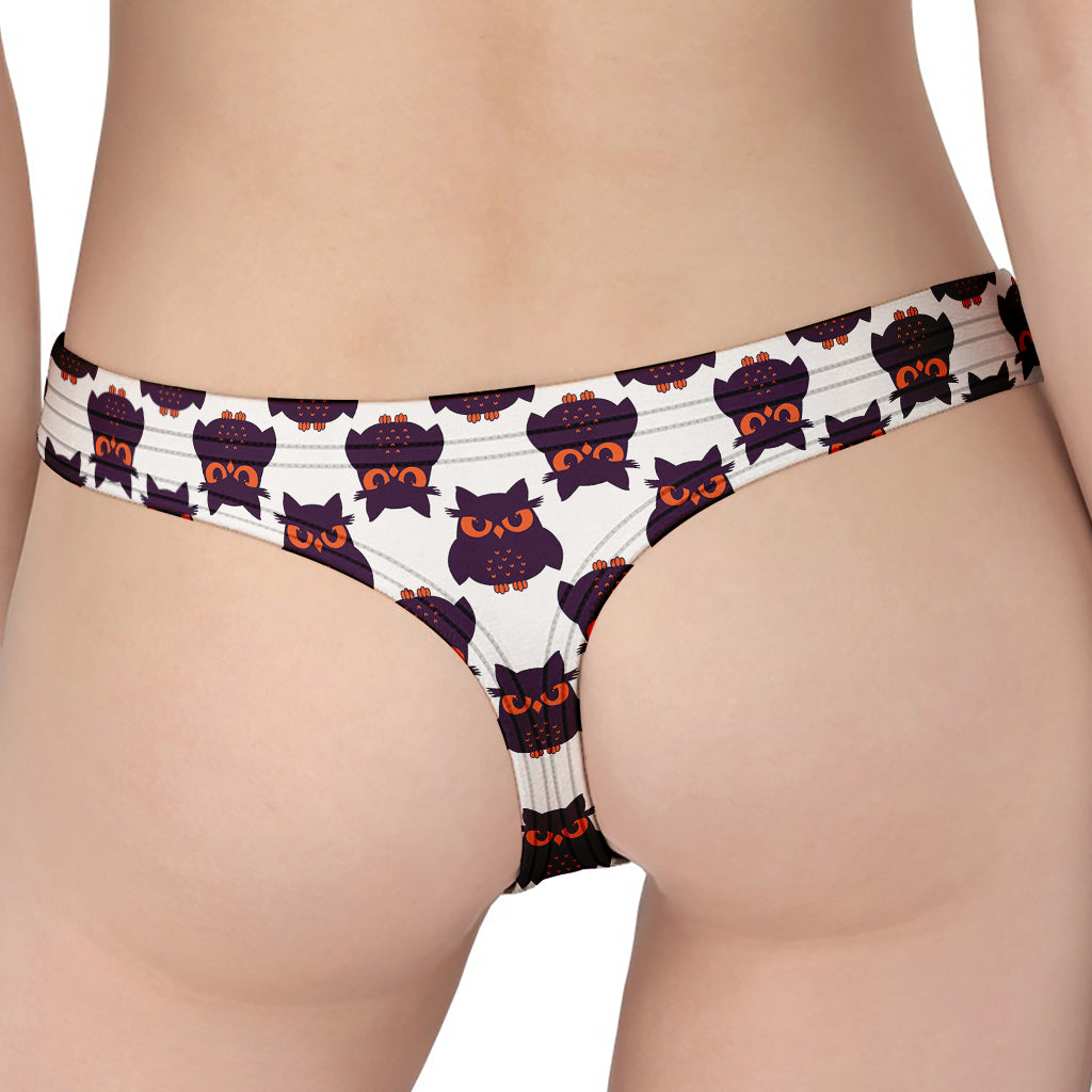 Halloween Owl Pattern Print Women's Thong